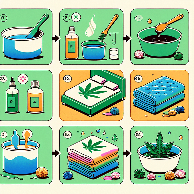 bedding being dyed with cannabis oil and natural dyes