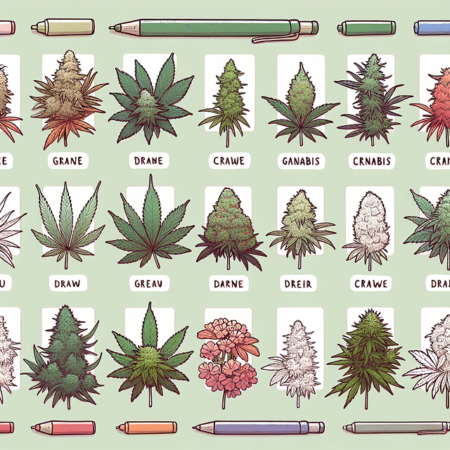 assortment of colorful cannabis strains arranged aesthetically