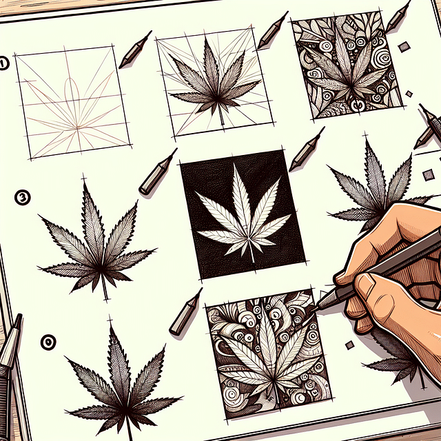 sketching creative designs for weed trays on paper