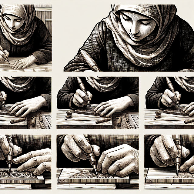 practicing engraving on a scrap piece of material