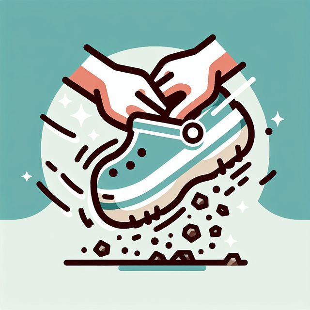 Crocs being shaken with dirt falling out