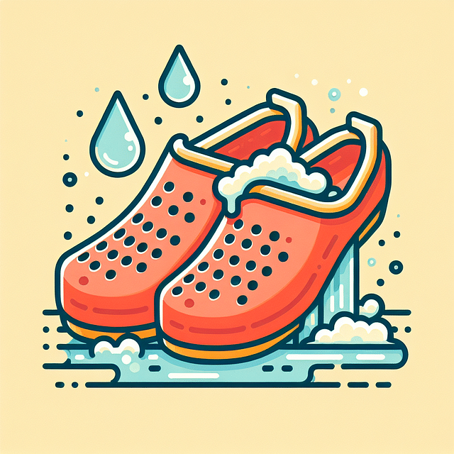 water rinsing off soapy Crocs
