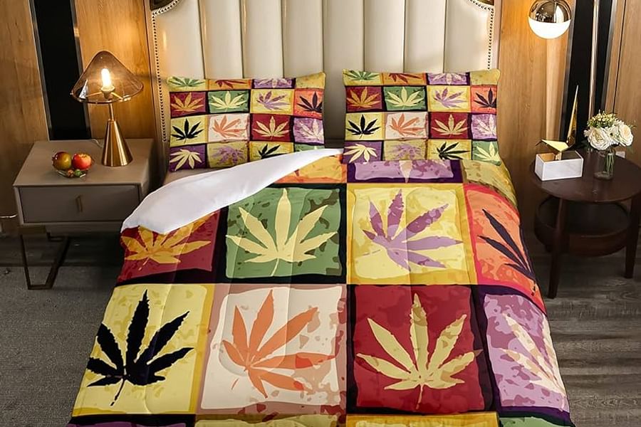 geometric cannabis pillow