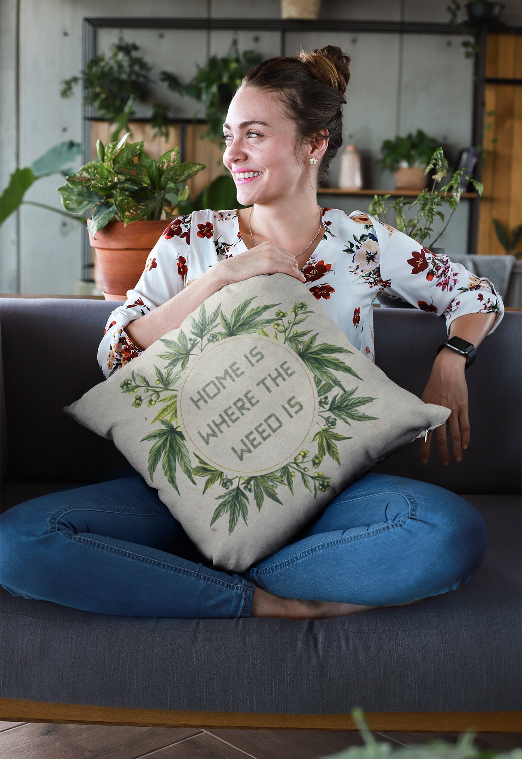 glow in the dark cannabis pillow