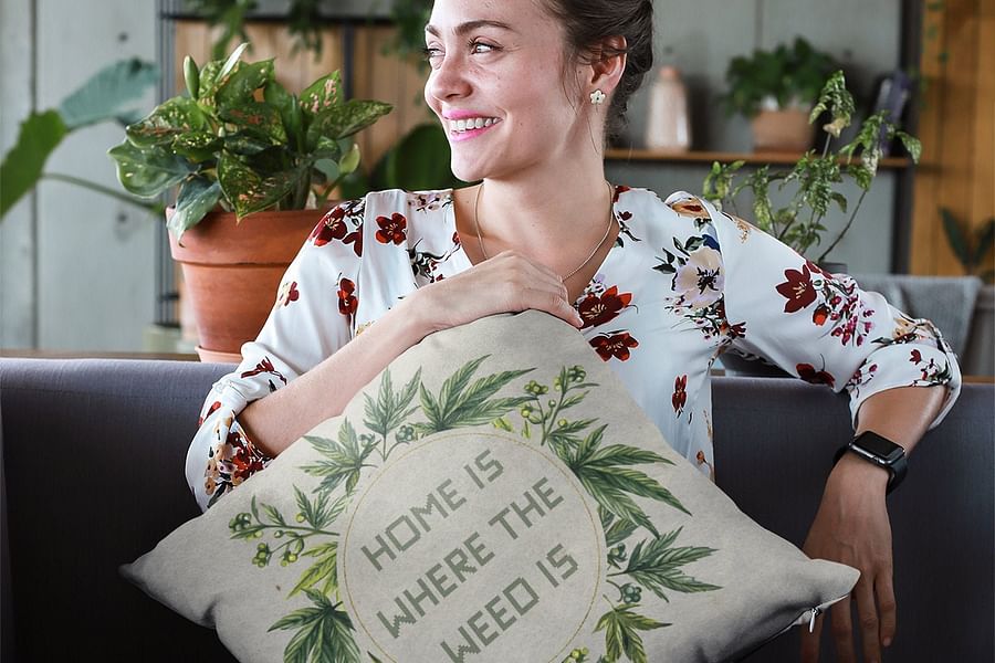 glow in the dark cannabis pillow