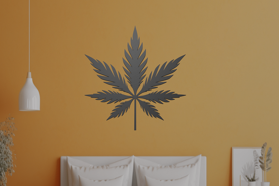 minimalist cannabis leaf pillow