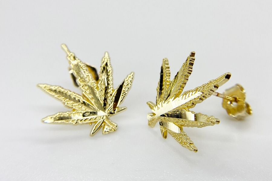 cannabis leaf luxury earrings