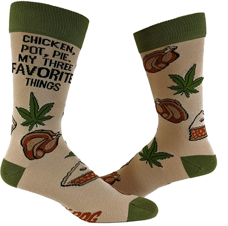Colorful socks with weed leaf design