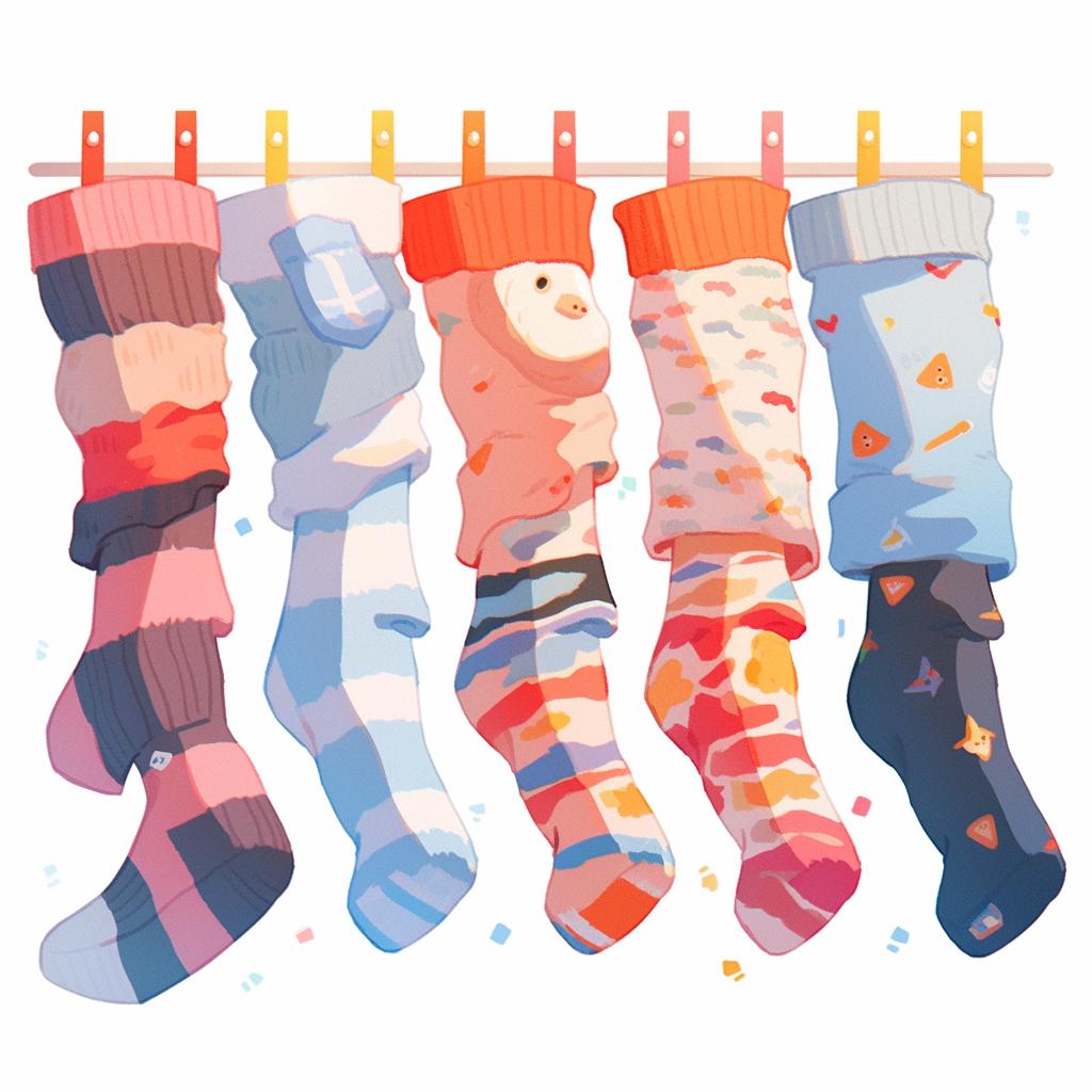 Painted socks drying on a flat surface.