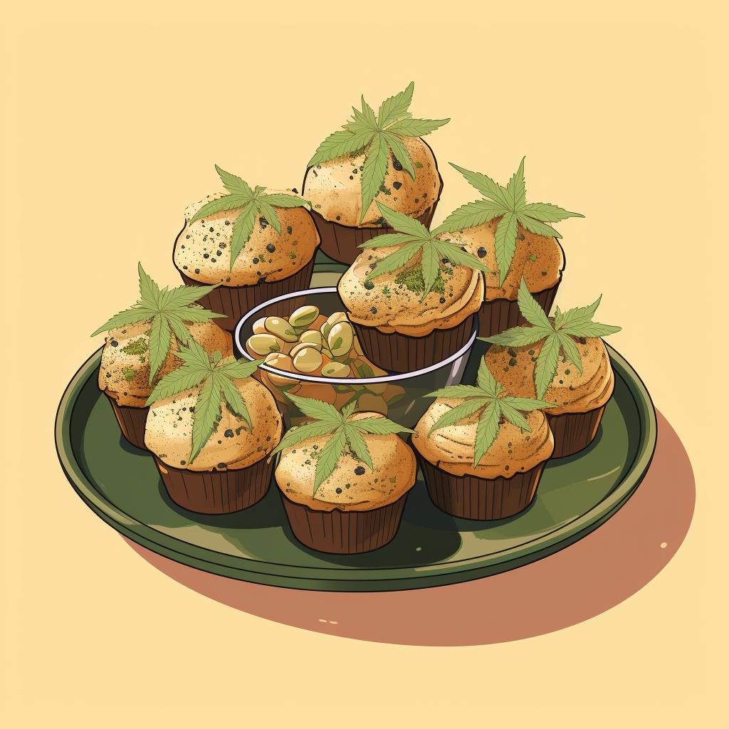 A beautifully arranged tray of weed-infused cupcakes