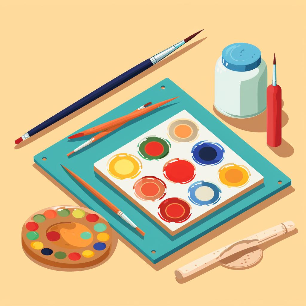 Art supplies laid out on a table